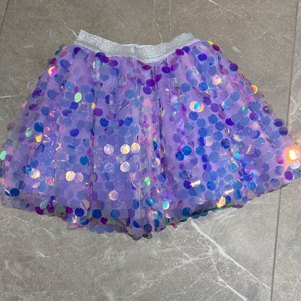 Little Girl Sparkle Purple Sequin Tulle Skirt
